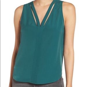 Trouve Double V Crepe Green Tank